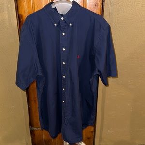 Ralph Lauren Button Up Short Sleeve XLT TGL Navy Blue